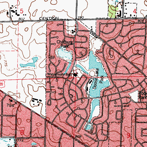 Topographic Map of Waterbury Elementary School, IL