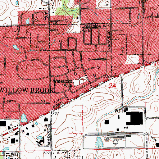 Topographic Map of Waterford Park, IL