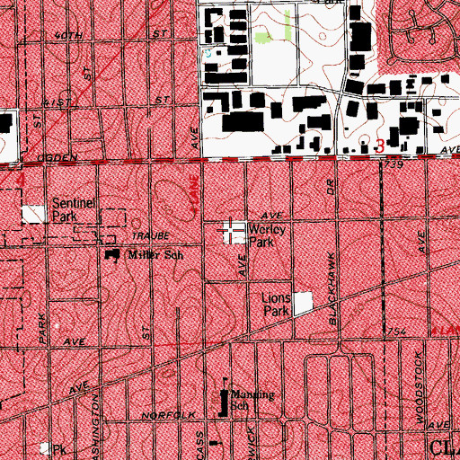 Topographic Map of Fritz Werley Park, IL