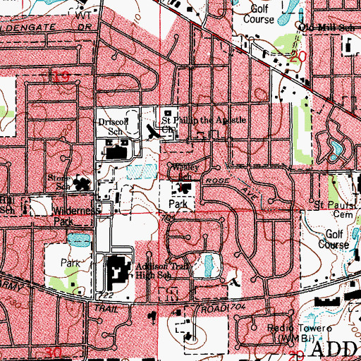 Topographic Map of Wesley Elementary School, IL