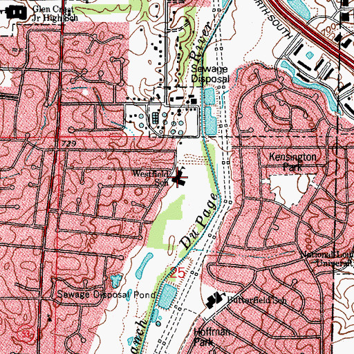 Topographic Map of Westfield Elementary School, IL
