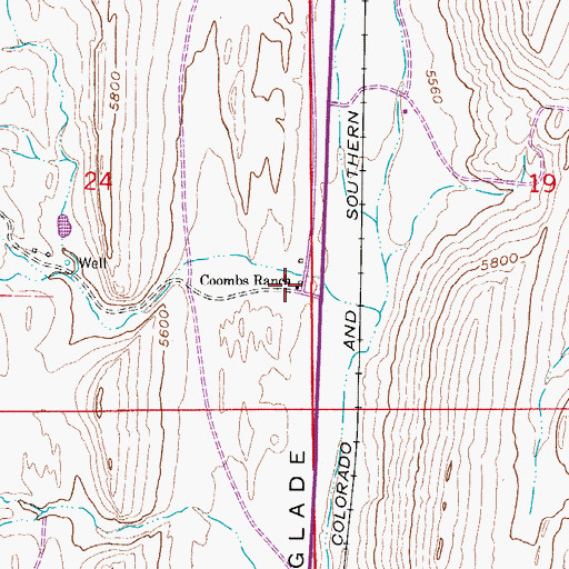 Topographic Map of Coombs Ranch, CO