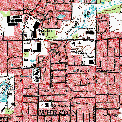 Topographic Map of Wheaton Driving Park (historical), IL