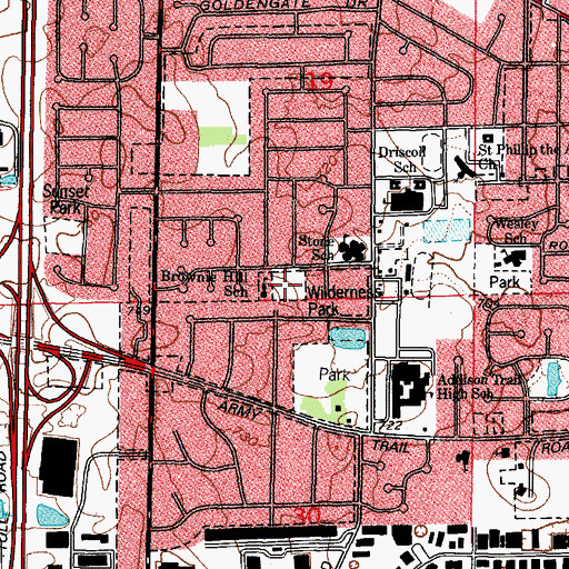 Topographic Map of Wilderness Park, IL