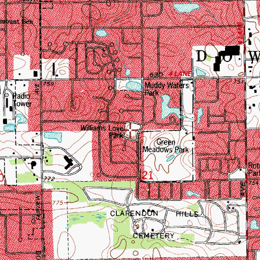 Topographic Map of Williams Love Park, IL
