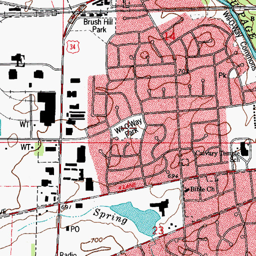 Topographic Map of Wil-O-Way Park, IL