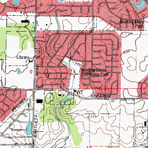 Topographic Map of Winding Creek Commons Park, IL