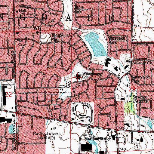 Topographic Map of Winnebago Elementary School, IL