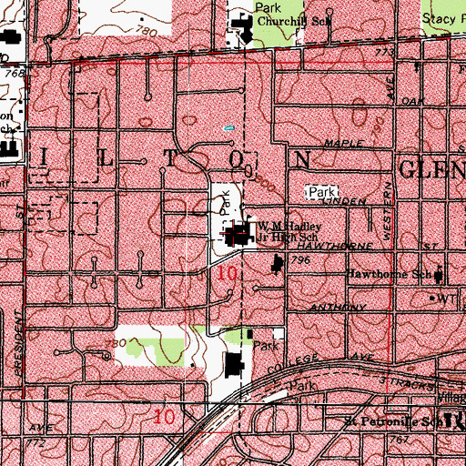 Topographic Map of Hadley Junior High School, IL