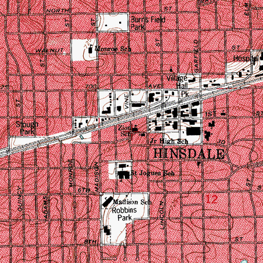 Topographic Map of Zion School, IL