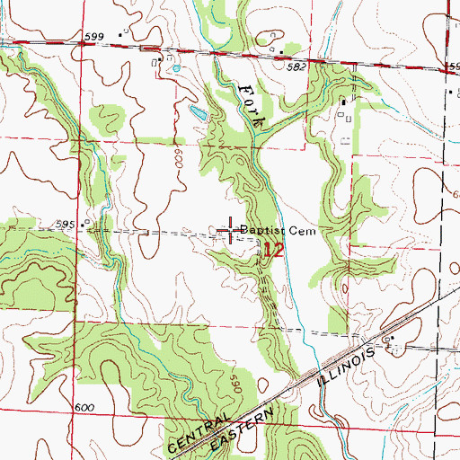 Topographic Map of Baptist Cemetery, IL