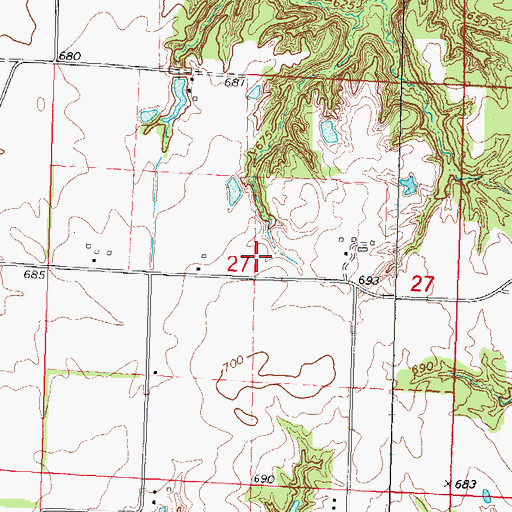 Topographic Map of Beacon School (historical), IL