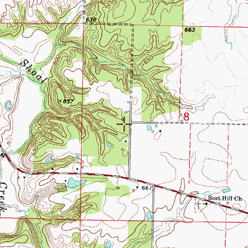Topographic Map of Bost Hill School (historical), IL