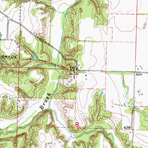 Topographic Map of Brush Branch School (historical), IL