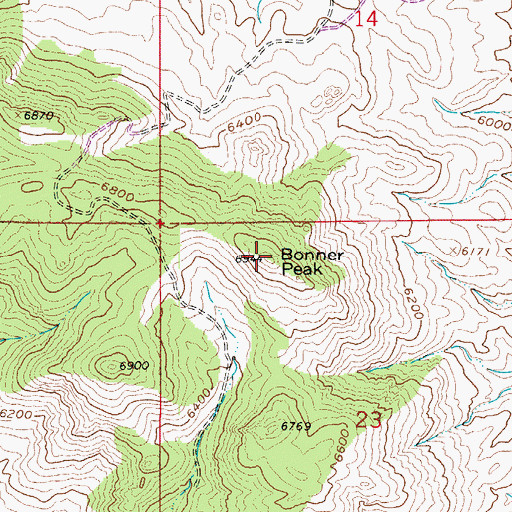 Topographic Map of Bonner Peak, CO