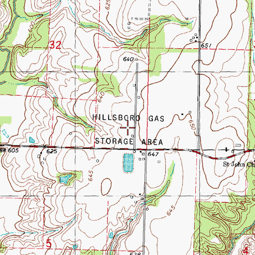 Topographic Map of Hillsboro Gas Storage Area, IL