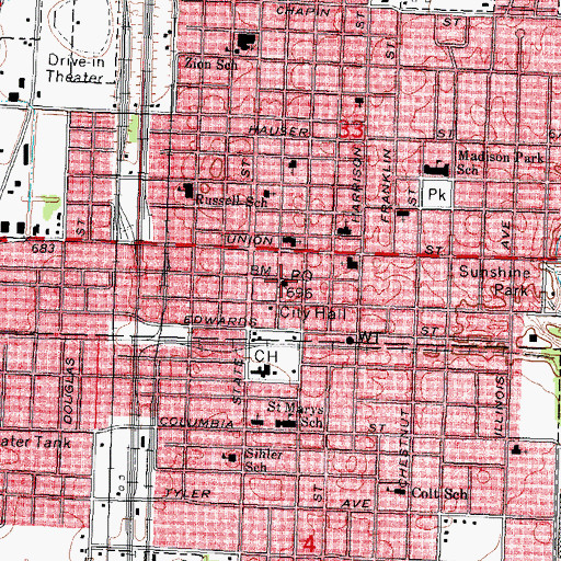 Topographic Map of Litchfield Post Office, IL