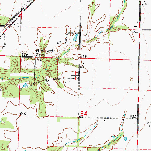 Topographic Map of Meadowfield School (historical), IL