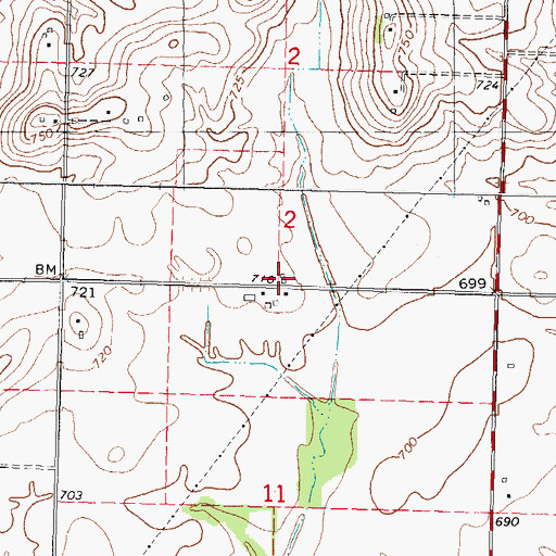 Topographic Map of Prairie College School (historical), IL