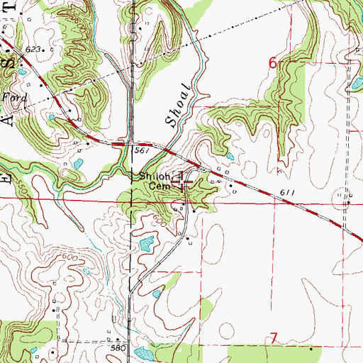 Topographic Map of Shiloh Church (historical), IL
