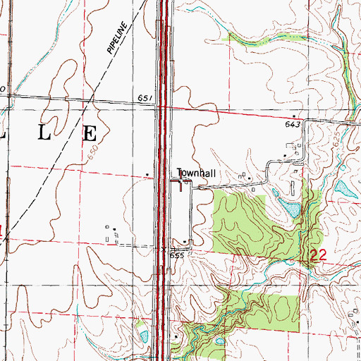 Topographic Map of Zanesville Townhall, IL