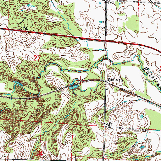 Topographic Map of Bryden, IL