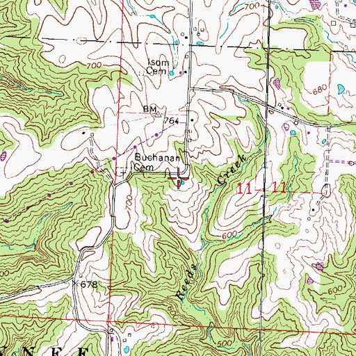 Topographic Map of Buchanan School (historical), IL