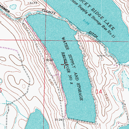Topographic Map of Water Supply and Storage Reservoir Number 3, CO