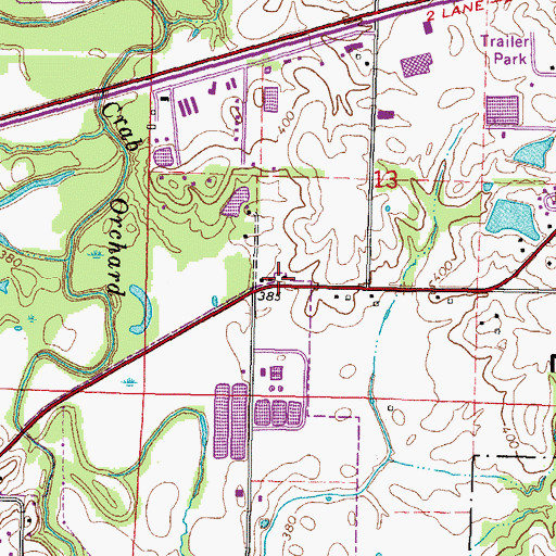 Topographic Map of Covered Bridge School (historical), IL