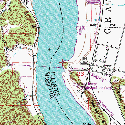 Topographic Map of Devils Bake Oven, IL