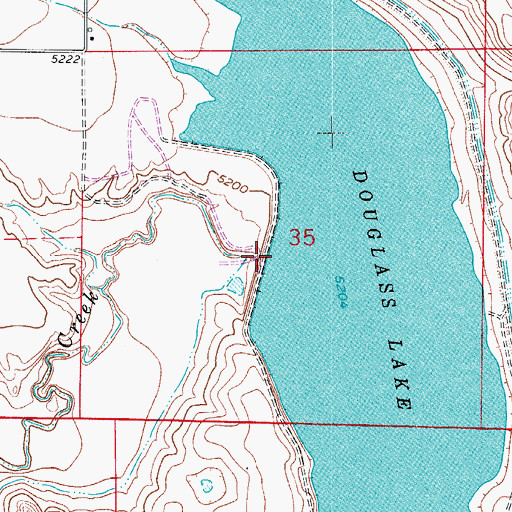 Topographic Map of Douglass Lake Reservoir Number 10, CO