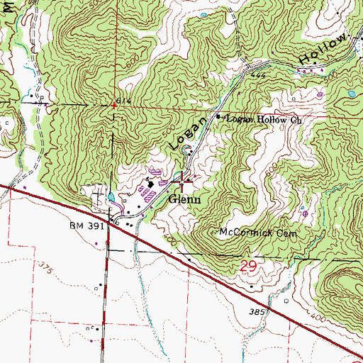 Topographic Map of Logan School (historical), IL