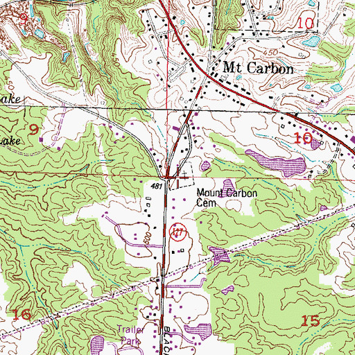 Topographic Map of Mount Carbon Cemetery, IL