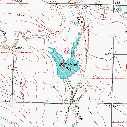 Topographic Map of Dry Creek Reservoir, CO