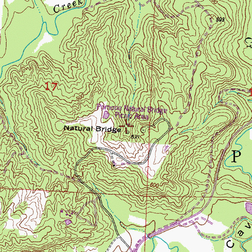 Topographic Map of Pomona Natural Bridge Picnic Area, IL