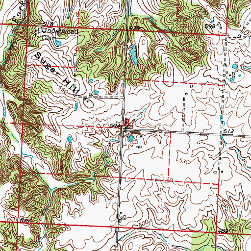 Topographic Map of Sugar Hill School (historical), IL