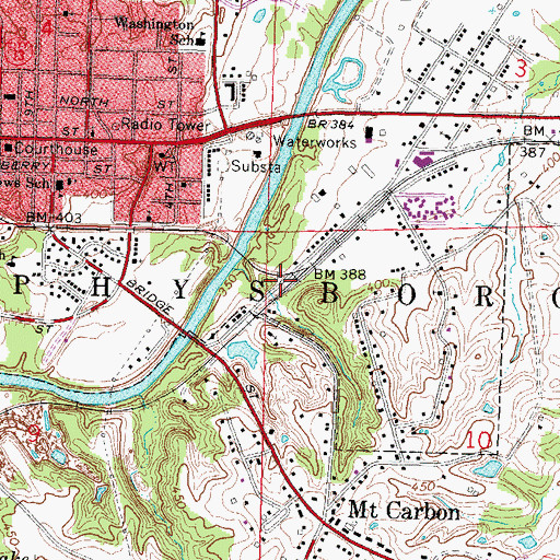 Topographic Map of Texas Junction, IL