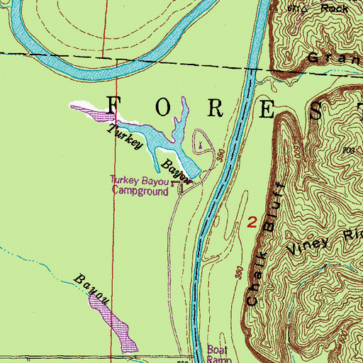 Topographic Map of Turkey Bayou Campground, IL