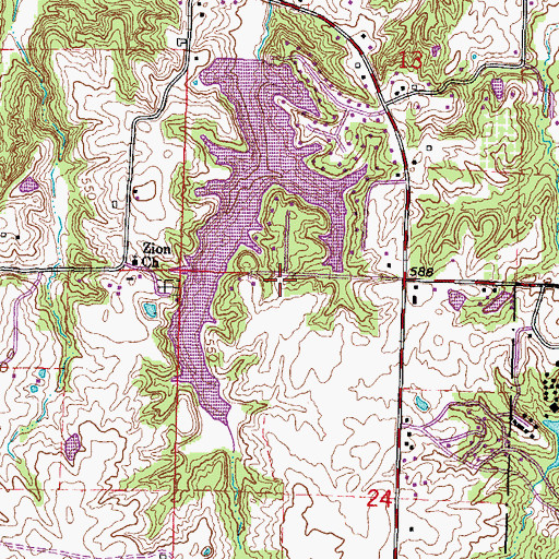 Topographic Map of Zion School (historical), IL