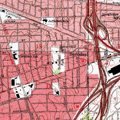 Topographic Map of Butterfield Park, IL