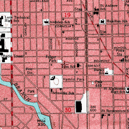 Topographic Map of American Indian Chapel, IL