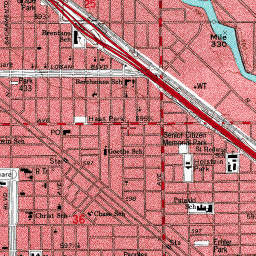 Topographic Map of Antioch Church of God Mountain Assembly, IL