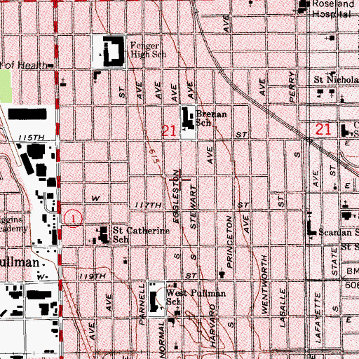 Topographic Map of Antioch Missionary Baptist Church, IL