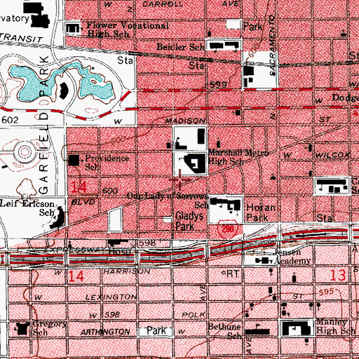 Topographic Map of Bibleway Baptist Church, IL