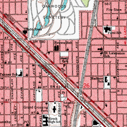 Topographic Map of Bray Temple Christian Methodist Episcopal Church, IL