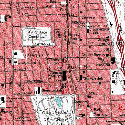 Topographic Map of Buddhist Educational Center, IL