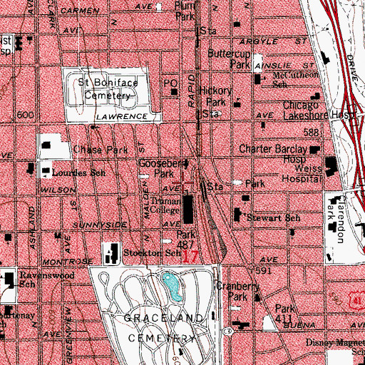 Topographic Map of Buddhist Temple of Chicago, IL