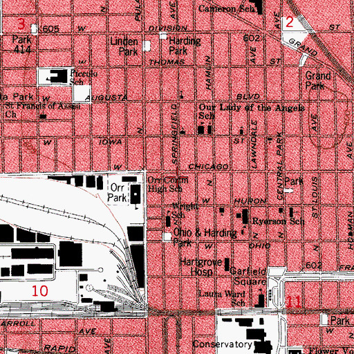 Topographic Map of Cabrini Christian Church, IL