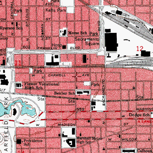 Topographic Map of Central Memorial Missionary Baptist Church, IL