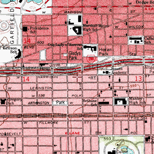 Topographic Map of Chicago Christian Church, IL